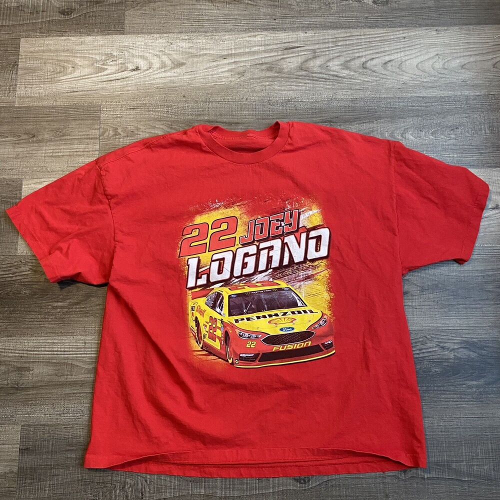 NASCAR Joey Logano Pennzoil T Shirt Mens 3XL XXXL Red Yellow Team Penske